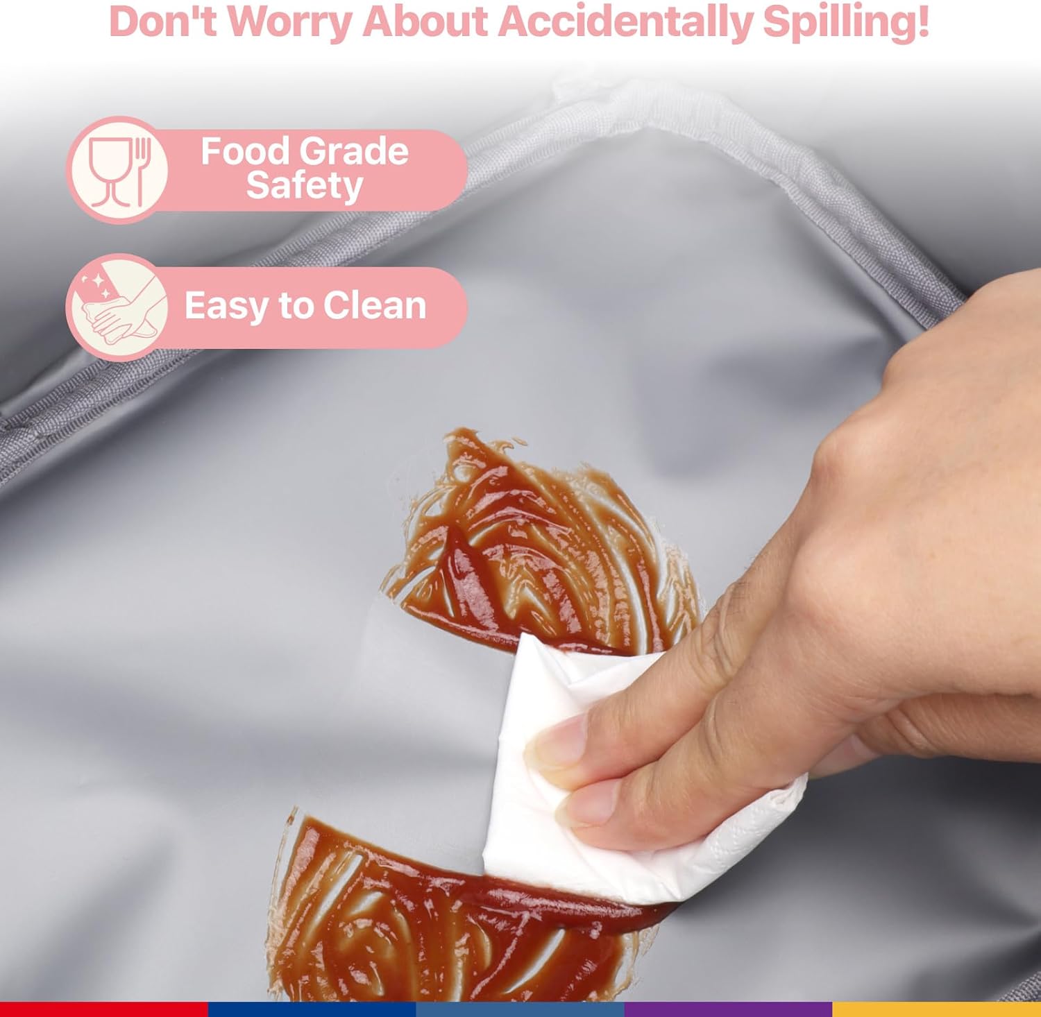 حقيبة غداء للأطفال من Bagseri مع حزام كتف - حقيبة غداء معزولة للفتيات مع حامل زجاجة مياه، حقيبة غداء قابلة لإعادة الاستخدام للمدرسة، صندوق غداء للفتيات، بلون وردي لامع وبنمط وحيد القرن - Image 5