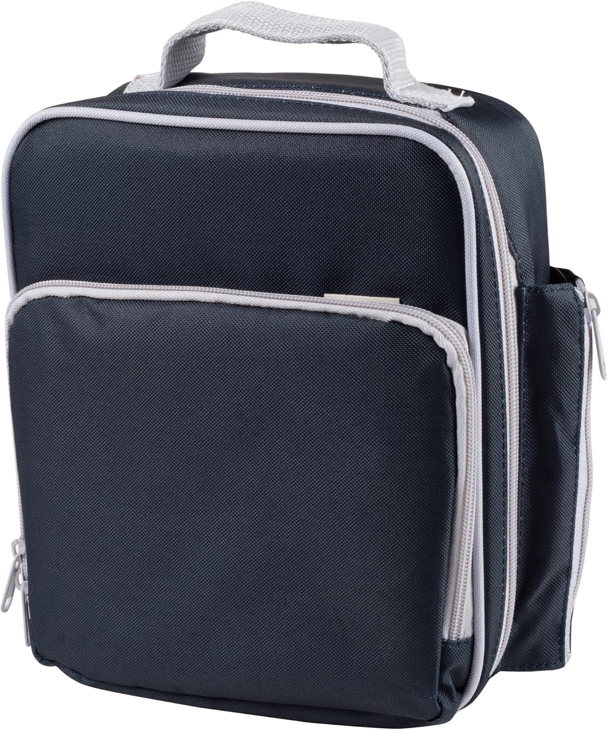 حقيبة غذاء معزولة بجيب للوجبات الخفيفة وحامل زجاجة ماء - حقيبة غداء مدرسية للأولاد أو الأطفال تبقي الطعام دافئًا أو باردًا لفترة أطول - حقيبة قابلة لإعادة الاستخدام تناسب معظم صناديق بنتو، أكياس الثلج، وحاويات التعشيش - أزرق