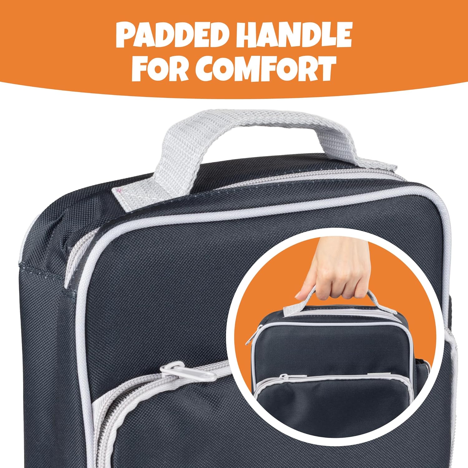 حقيبة غذاء معزولة بجيب للوجبات الخفيفة وحامل زجاجة ماء - حقيبة غداء مدرسية للأولاد أو الأطفال تبقي الطعام دافئًا أو باردًا لفترة أطول - حقيبة قابلة لإعادة الاستخدام تناسب معظم صناديق بنتو، أكياس الثلج، وحاويات التعشيش - أزرق - Image 6