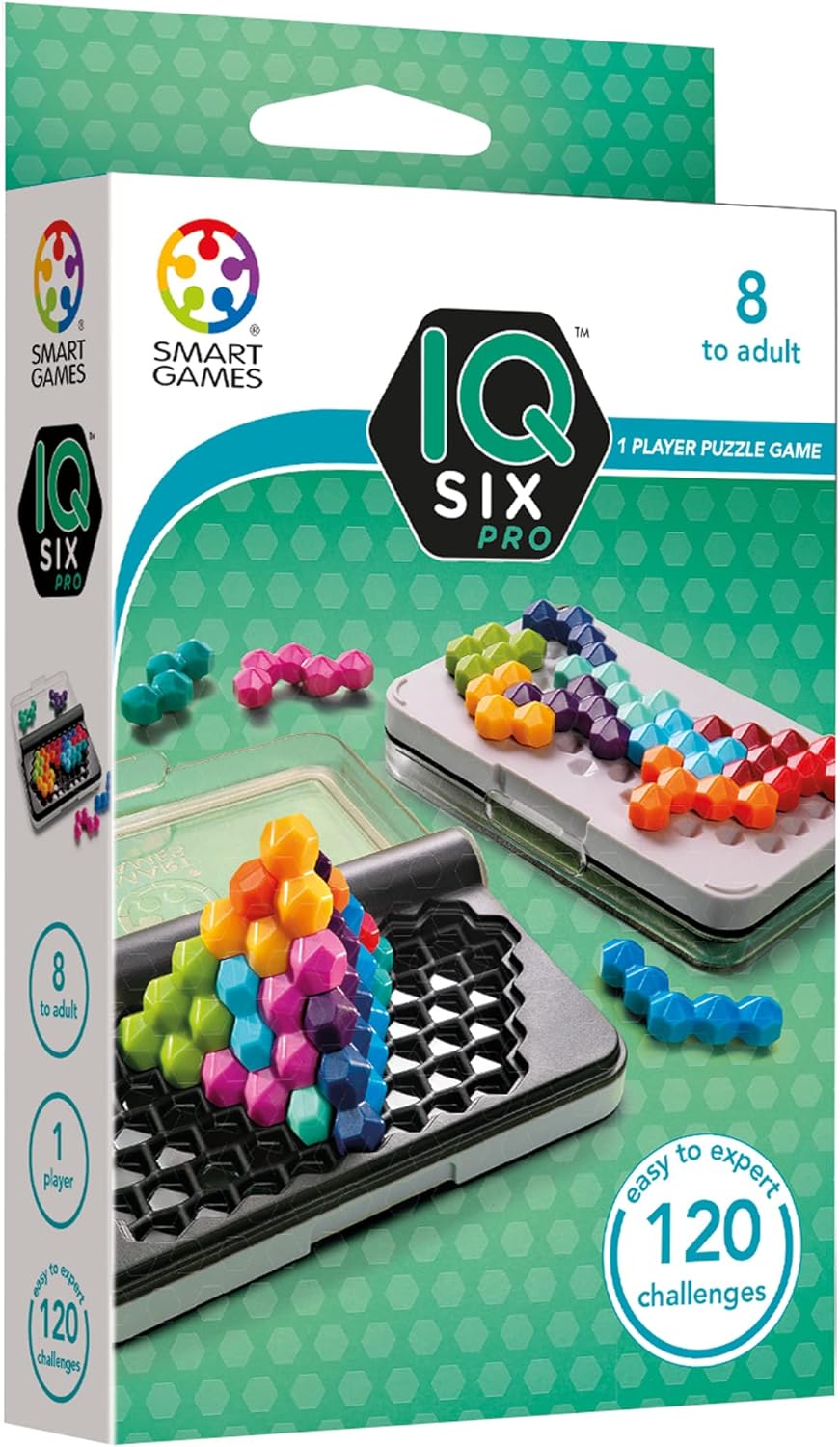 لعبة SmartGames IQ Six Pro للسفر للأطفال والكبار، لعبة لتطوير المهارات - ألغاز للعمر 8 سنوات فما فوق، 120 تحديًا في حقيبة ملائمة للسفر - Image 2